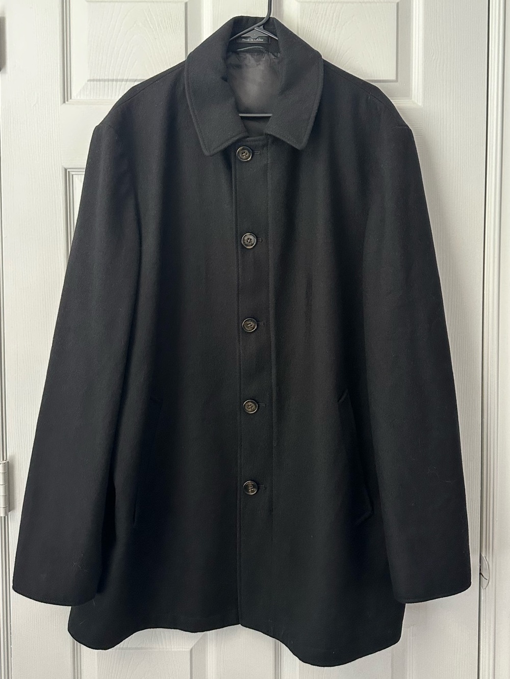 Lauren Ralph Lauren Men's Overcoat Black Wool Blend Heavy Jacket 2XLT 50-52 Long